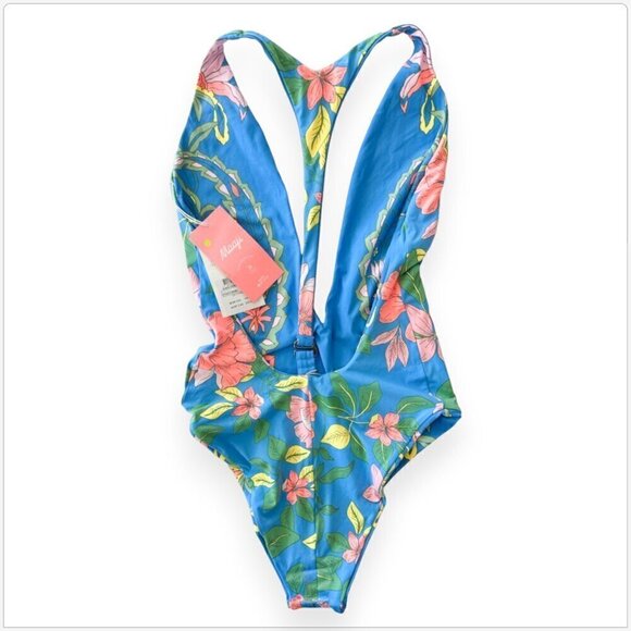 Maaji Maya Blue Floral Tiki Reversible One Piece Swimsuit - Picture 5 of 6